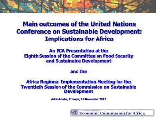 Main outcomes of the United Nations Conference on Sustainable Development: Implications for Africa