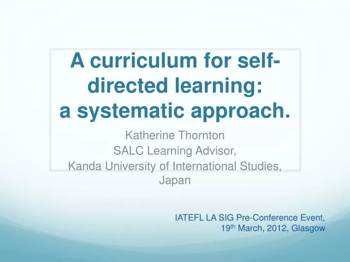 a curriculum for self directed learning a systematic approach