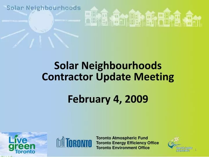 solar neighbourhoods contractor update meeting february 4 2009