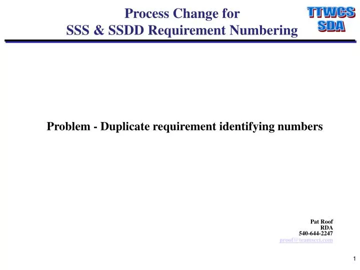 process change for sss ssdd requirement numbering