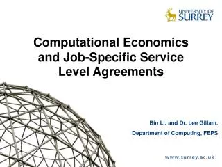 Computational Economics and Job-Specific Service Level Agreements