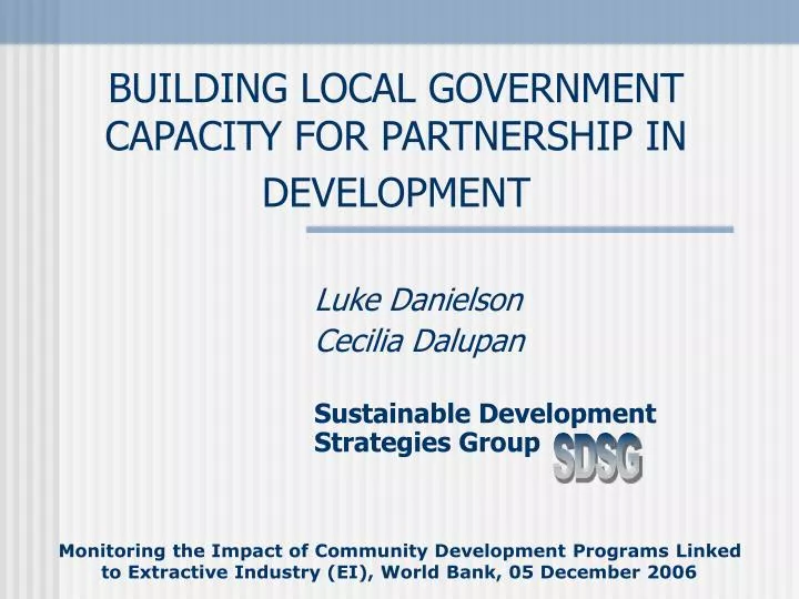 building local government capacity for partnership in development