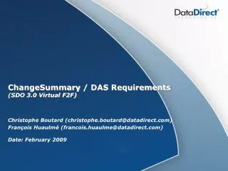 ChangeSummary / DAS Requirements (SDO 3.0 Virtual F2F)