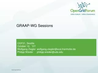 GRAAP-WG Sessions