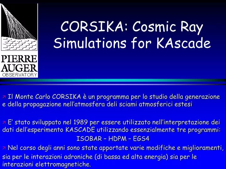 corsika cosmic ray simulations for kascade