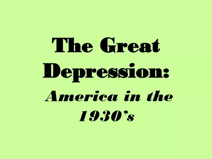 the great depression america in the 1930 s