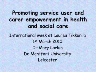 Promoting service user and carer empowerment in health and social care