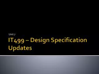 IT499 – Design Specification Updates