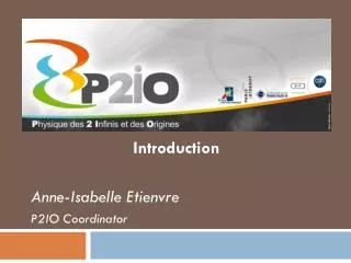 Présentation du Labex P2IO Introduction Anne-Isabelle Etienvre P2IO Coordinator