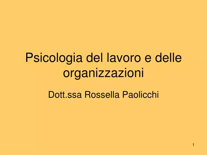 psicologia del lavoro e delle organizzazioni