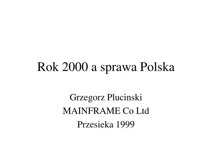 rok 2000 a sprawa polska
