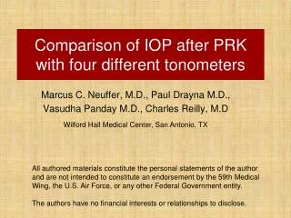 Comparison of IOP after PRK with four different tonometers