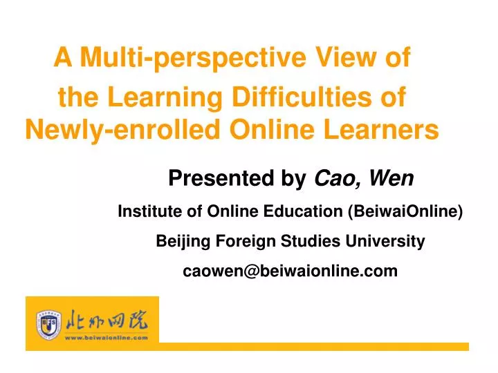 a multi perspective view of the learning difficulties of newly enrolled online learners