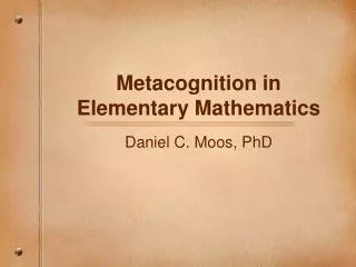 Metacognition in Elementary Mathematics