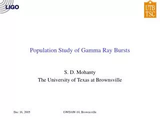 Population Study of Gamma Ray Bursts