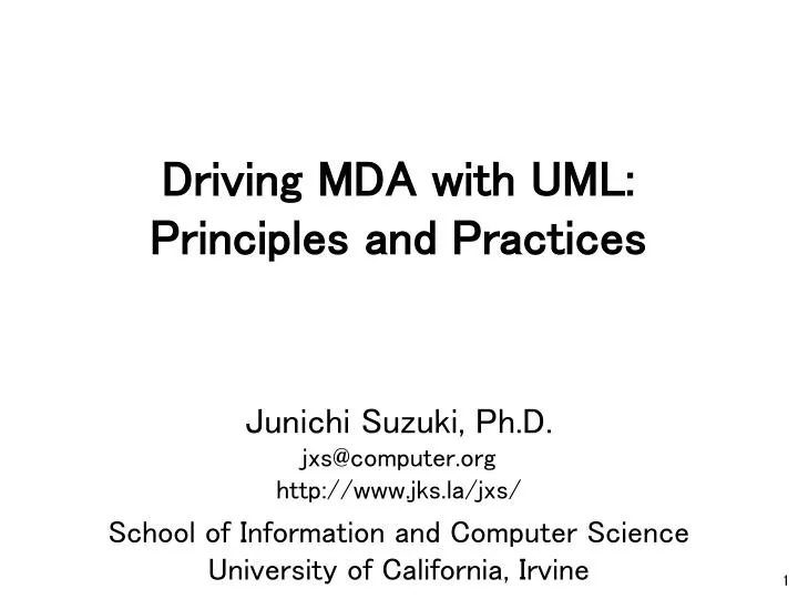 driving mda with uml principles and practices