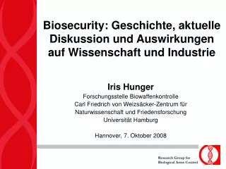 Biosecurity: Geschichte, aktuelle Diskussion und Auswirkungen auf Wissenschaft und Industrie