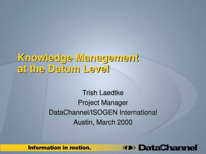 knowledge management at the datum level