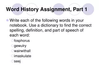 Word History Assignment, Part 1