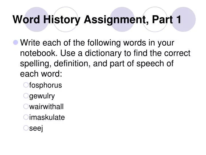 word history assignment part 1