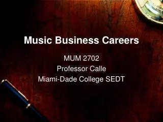 Music Business Careers
