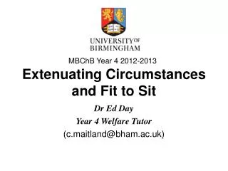 Extenuating Circumstances and Fit to Sit