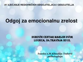 odgoj za emocionalnu zrelost