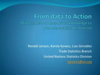 From data to Action Management of data-driven knowledge to promote sustainable tourism