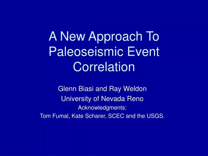 a new approach to paleoseismic event correlation