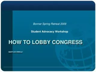 How to lobby congress Marylin winkle