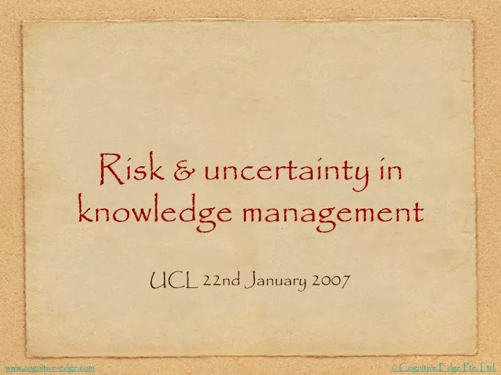 risk uncertainty in knowledge management