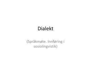 Dialekt