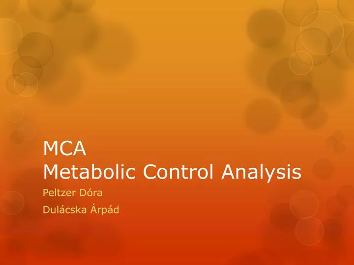 mca metabolic control analysis