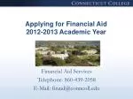 Applying for Financial Aid 2012-2013 Academic Year - slide 1