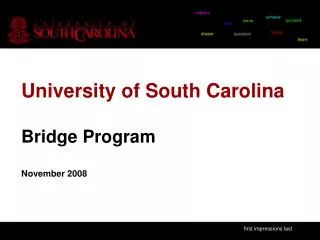 University of South Carolina Bridge Program November 2008