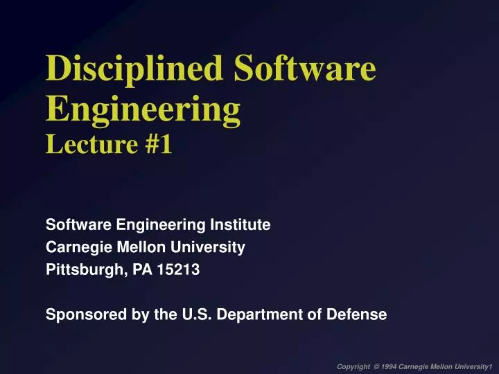 disciplined software engineering lecture 1