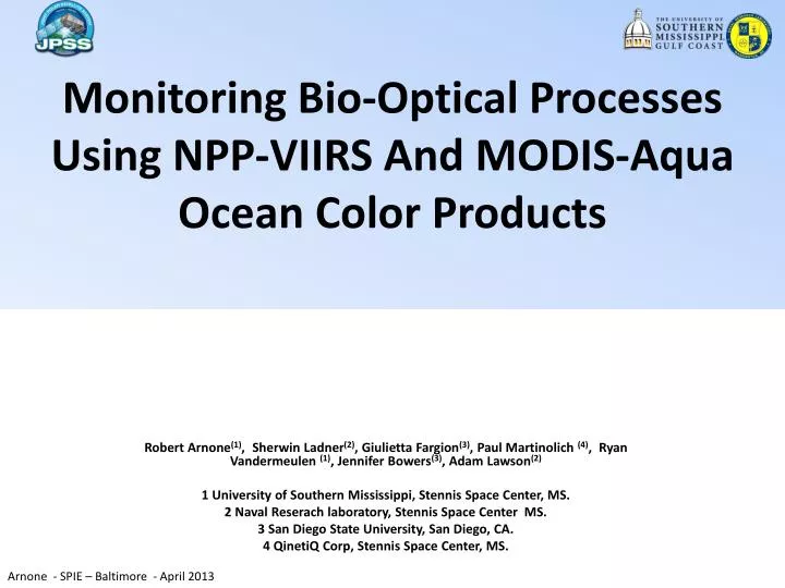 monitoring bio optical processes using npp viirs and modis aqua ocean color products