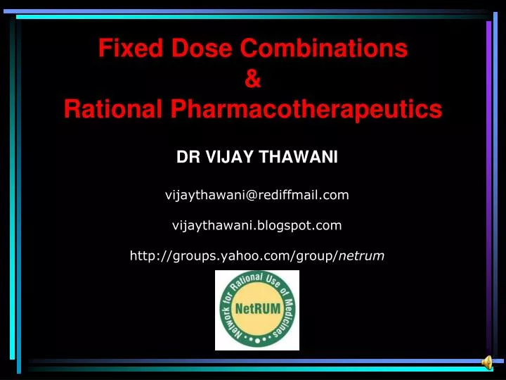 fixed dose combinations rational pharmacotherapeutics