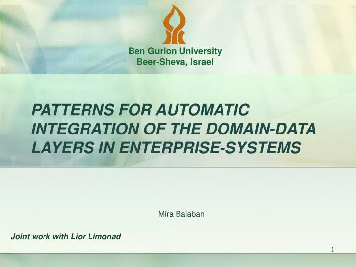 patterns for automatic integration of the domain data layers in enterprise systems