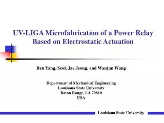 UV-LIGA Microfabrication of a Power Relay Based on Electrostatic Actuation