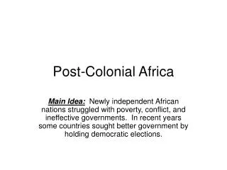 Post-Colonial Africa
