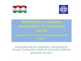 REFORM FOR SUSTAINABLE DEVELOPMENT OF THE MINING SECTOR
