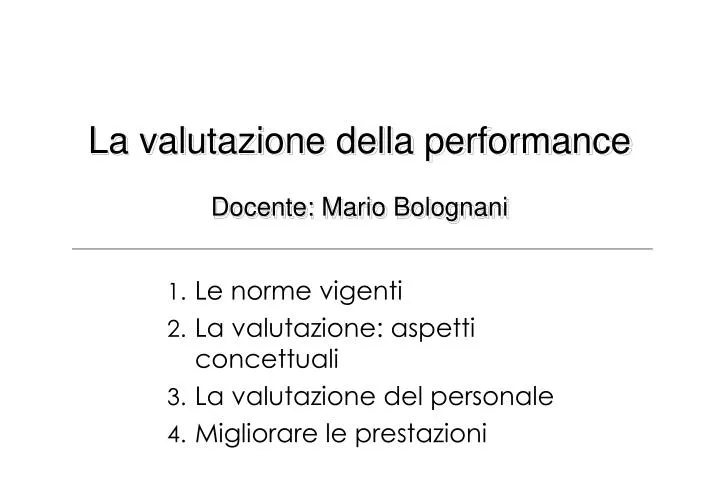 la valutazione della performance docente mario bolognani
