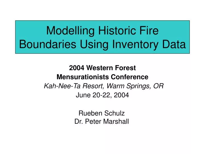 modelling historic fire boundaries using inventory data