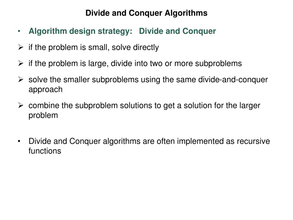 PPT - Divide and Conquer Algorithms PowerPoint Presentation, free ...