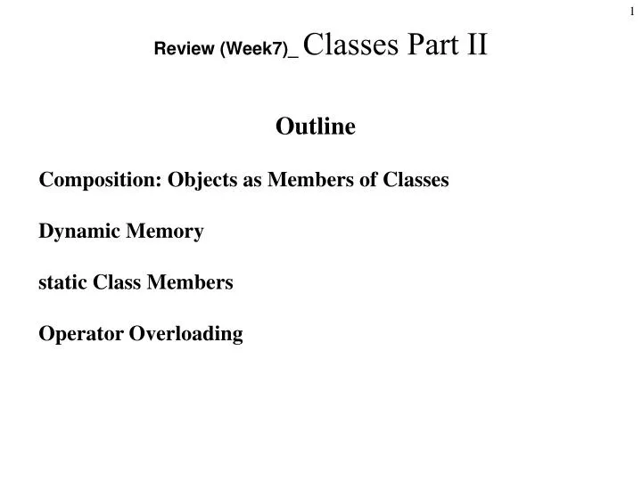 review week7 classes part ii