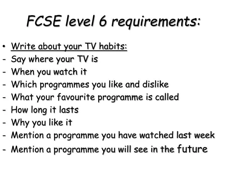 fcse level 6 requirements