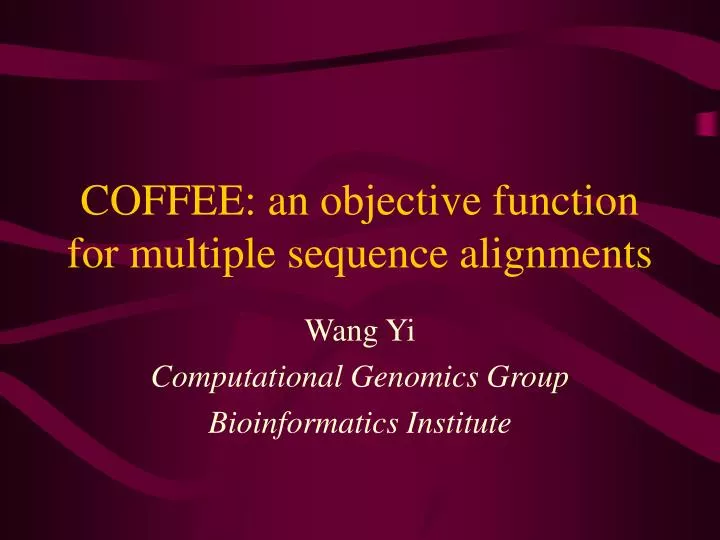 coffee an objective function for multiple sequence alignments