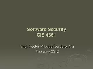 Eng. Hector M Lugo-Cordero, MS February 2012