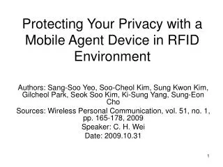 Protecting Your Privacy with a Mobile Agent Device in RFID Environment